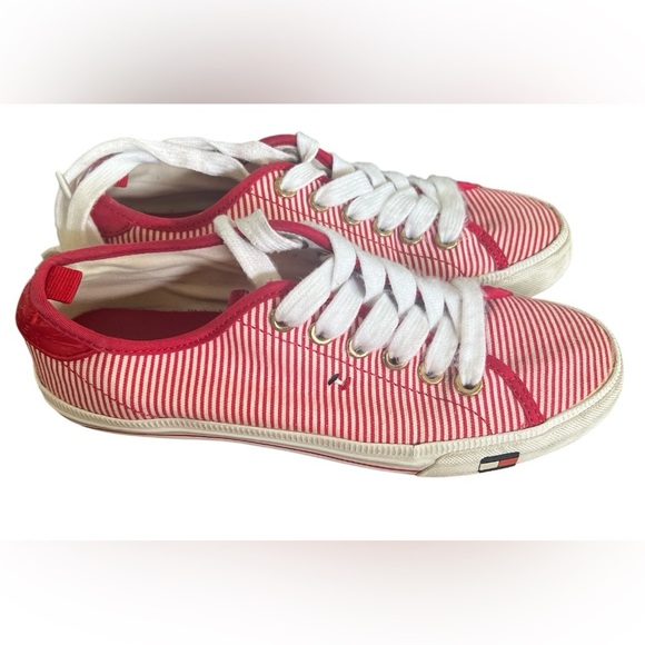 Tommy Hilfiger Red and White Striped Sneakers - Picture 6 of 8